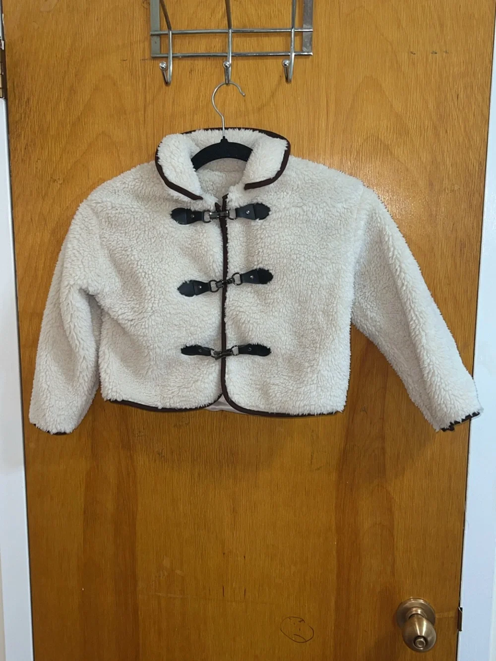 Girls’ Cream Teddy Fleece Toggle Jacket – Size 8Y